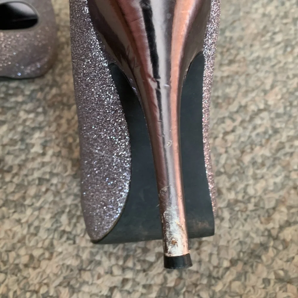 Worthington Silver Peep-Toe 5” Stiletto Heels